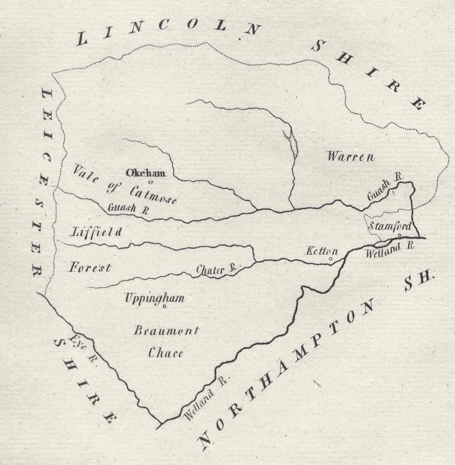 RUTLAND. Rutlandshire. AIKIN. (5th Edition) 1803 old antique map plan chart